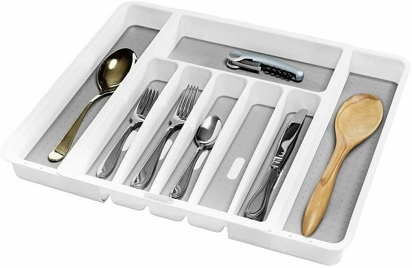 Plastic Kitchen Cutlery Tray Organiser Rack Holder Drawer Inseert Tidy Storage